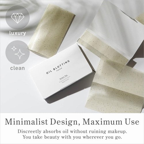Oil Blotting Paper 100 Sheets,Pack of 2 – Natural Green Tea Facial Tissues with Premium Washi Japanese Paper, Portable Easy Dispensing, Made in Japan, Skin-Care & Makeup Essential Green