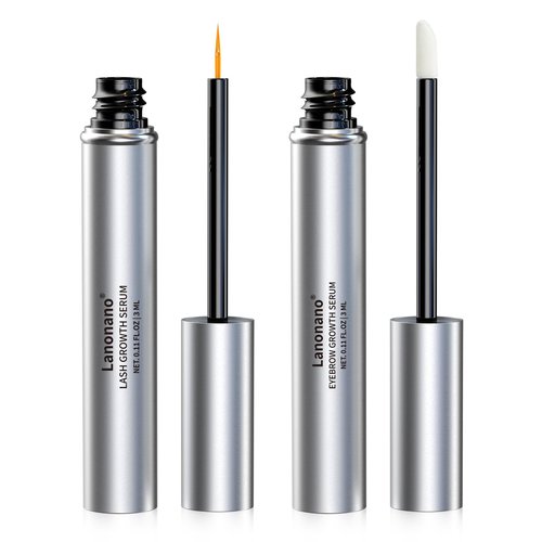 Lanonano Eyelash and Eyebrow Serum Set for Thicker, Longer, Fuller Lashes and Brows, Vegan & Cruelty-Free, 0.2 Fl Oz（6ml）