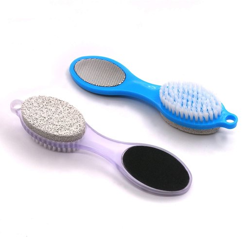 Fangze Foot Brush and Pumice Stone - 4 Pack Foot Brush Scrubber for Shower 4 in 1 Pedicure Foot File Exfoliator for Foot Care - Purple and Blue