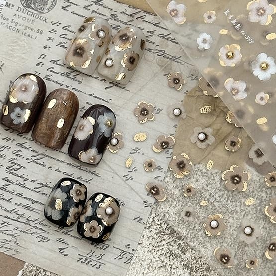 Nail Art Stickers 3D Embossed Self-Adhesive for DIY Nails - Leopard Bloom