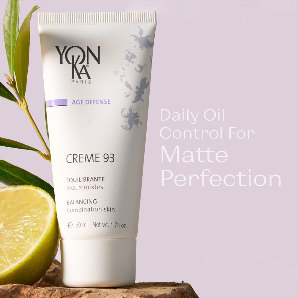 Yon-Ka Creme 93 Mattifying Moisturizer - Balancing Facial Cream for Combination Skin | Paraben-Free | 1.74 oz