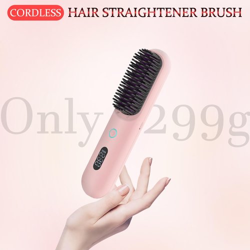 Cordless Hair Straightener Brush Portable Straightener Styling Comb for Travel Mini Lightweight 9600mAh Battery, 9 Temp Settings & Anti-Scald Christmas Valentine's Day Gift
