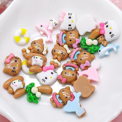 Kawaii Nail Charms - 3D Cute Cat Design Rhinestones for Nails DIY Nail Art Decoration 55Pcs(11Style)