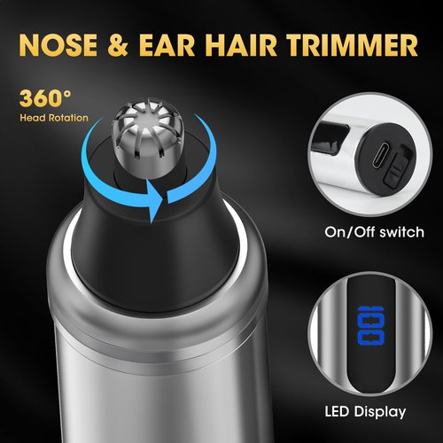 Dumite Hair Clippers for Men,4 in 1 Professional Hair Clippers T-Blade Trimmer Electric Foil Shaver Nose Hair Trimmer Set,Cordless Barber Hair Cutting Men’s Grooming Kit LCD Display Gifts (Silver)