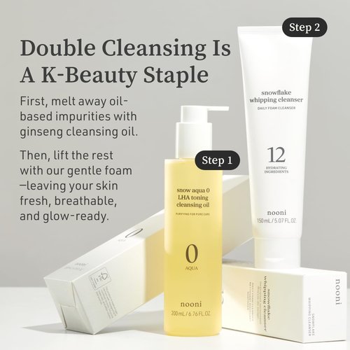 NOONI Korean Cleansing Oil - Snow Aqua 0 LHA Toning Cleansing Oil *2ea | Makeup Blackhead Remover, Pore Control, Glass Skin, Help Control Sebum, Revitalizing, Preppy Stuff, 6.76 Fl Oz x 2