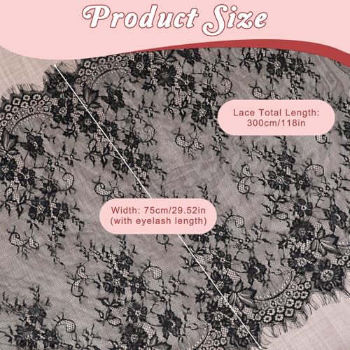 Black Lace Table Runner 30x120 Inch Long Tulle Fabric for Tables & Decor