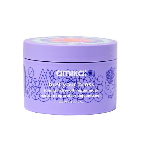 Amika Bust Your Brass Toning Mask - Strengthening Hair Repair Treatment for Brighter Color