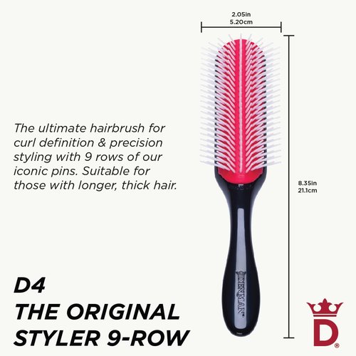 Denman Styler 5 Row Hair Brush - Professional Styling Tool for Smooth, Tangle-Free Hair