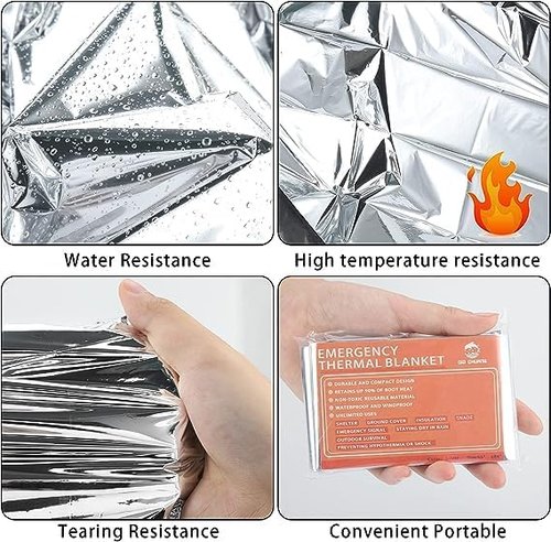 QIO CHUANG Emergency Mylar Thermal Blankets - 4-Pack Survival Blankets for Camping & Hiking