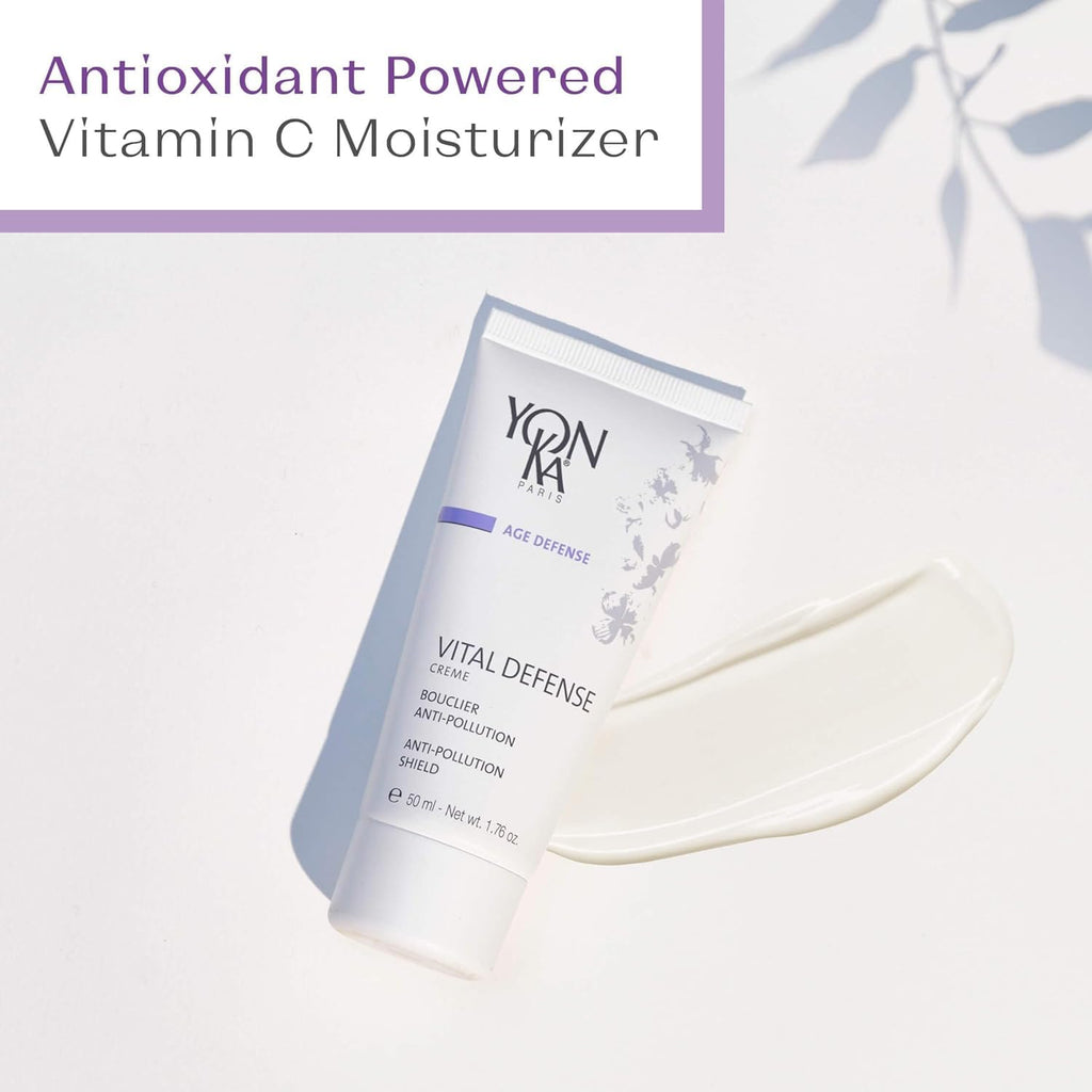 Yonka Paris Vital Defense Day Cream - Pollution Protection Vitamin C Moisturizer | All Skin Types | 84% Natural Ingredients