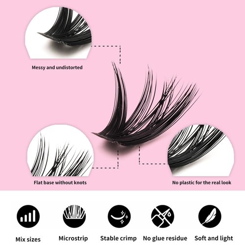 Selawasty Lash Clusters 640pcs Natural Lash Extension Individual Cluster Eyelash Russian Lash Clusters Individual Lashes Eyelash Clusters Natural Look Eyelashes for DIY at Home(9-16MM,30D,40D,50D,60D)