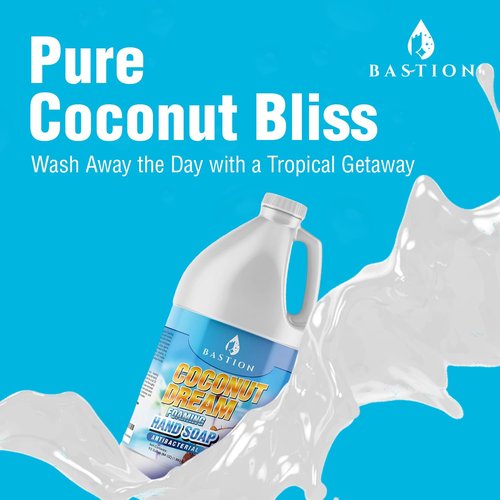 Bastion Antibacterial Foaming Hand Soap - Coconut Dream Scent - 64 oz Bulk Refill Jug | Non-Toxic & Made in the USA
