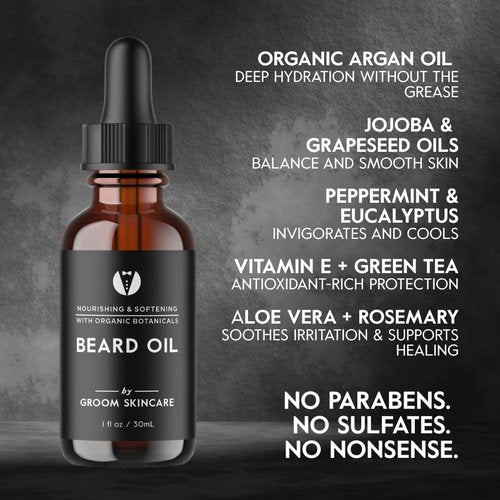 GROOM Forest Scented Beard Oil - Woodsy Conditioner & Moisturizer | Lightweight, Non-Greasy Formula | 1 oz