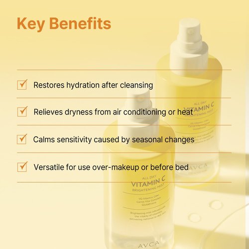 AVCA All Day Vitamin C Brightening Face Mist - Hydrating Facial Spray with Glutathione & Vitamin Complex, 5.07 fl oz