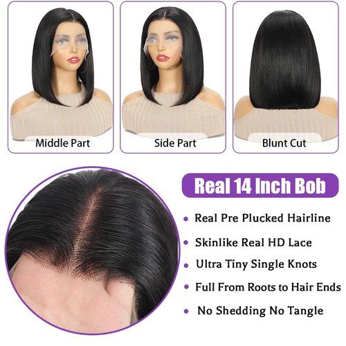 FATIAO Bob Wig Human Hair 13x6 Lace Front WigsHuman Hair Short Bob Wig Human Hair For Black Women180% Density10 Inch