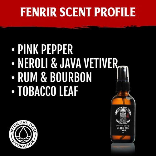Mad Viking Fenrir Beard Oil - Hydrate & Soften Your Beard Naturally | Bold Neroli, Rum & Tobacco Scent - 2oz