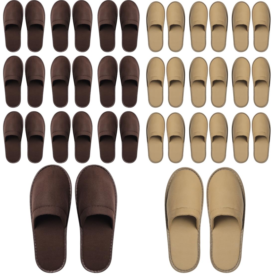 Yeios 20 Pairs Disposable Slippers for Guests Hotel Slippers Bulk Spa Slippers Closed Toe House Slipper Bulk for Adult for Men and Women Coffee