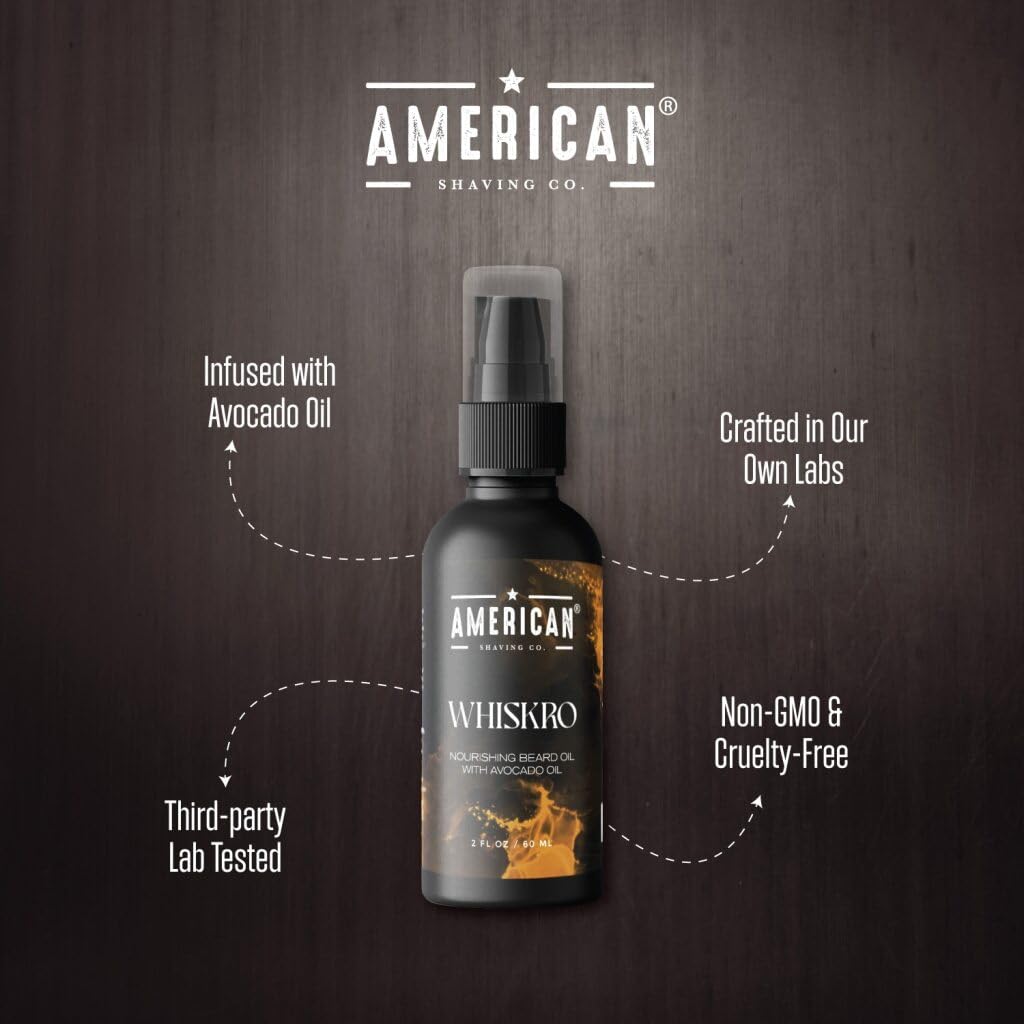 Whiskro Beard Oil for Men |100 % Pure Organic Avocado Oil | Non-Greasy Beard Conditioner & Softener | Natural Oil for Thicker, Fuller Beard| Premium Facial Hair Growth Products| US made