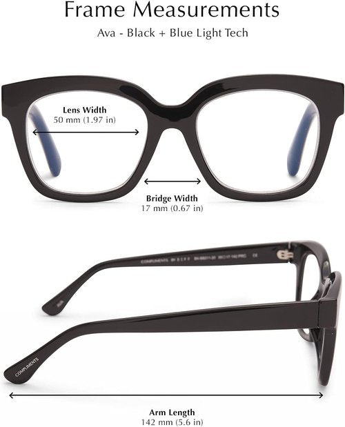 DIFF Ava Reading Glasses - Oversized Blue Light Blocking Readers | Lightweight Designer Square Frames