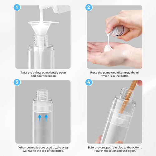 Rusikia Acrylic Travel Bottles for Toiletries with Label 1.7 Oz 50ml Empty Refillable Leakproof Travel Bottles Lotion Dispenser for Hand Cream Liquids Makeup Skincare - 2Pack