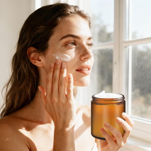 Amber Glass Jar With Lids Empty Cosmetic Jar with Inner Liners Travel Cosmetic Containers For Lotion Cream Powders Ointments And More (6, 240g/8oz)
