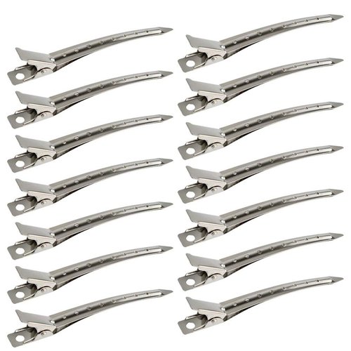Bantoye Duck Bill Clips - 3.5 Inches Rustproof Metal Alligator Curl Clips for Hair Styling | Silver - 24 Packs