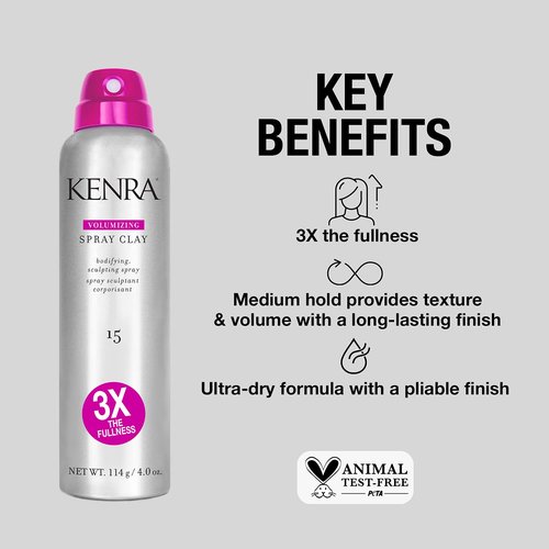 Kenra Volumizing Spray Clay 15 - Bodifying Fullness Spray for All Hair Types | Medium Hold & Long-Lasting Texture