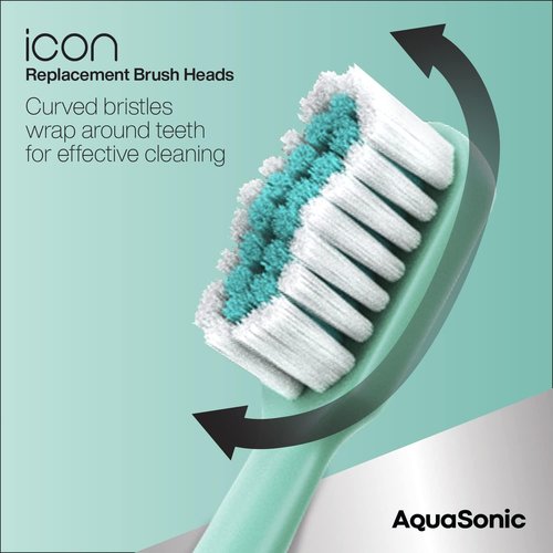 AquaSonic Icon Replacement Brush Heads - 2 Pack for Normal & Sensitive Teeth | Mint