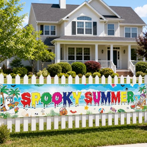 Summer Halloween Banner - Tropical Pool Party Decorations for Outdoor Celebrations