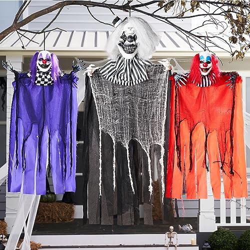 Halloween Hanging Clown Decorations - Spooky Outdoor Party Props, Set of 3