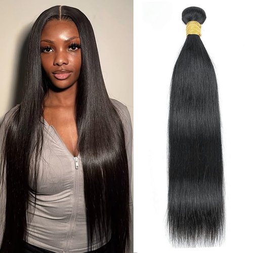 12A Straight Bundles Human Hair 20 Inch 100% Unprocessed Brazilian Virgin Human Hair Bundles Straight Sew In Bundles for Black Women Hair Extensions Natural Black Color