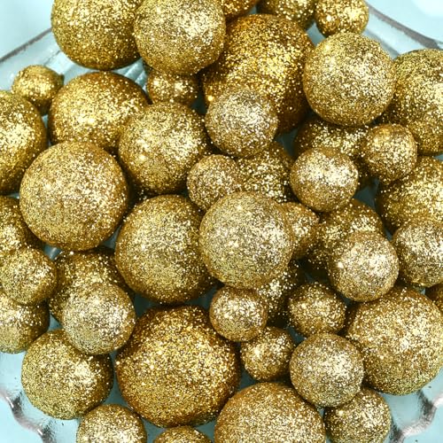 Gold Foam Glitter Balls Vase Filler Set - 160pcs Decorative Table Scatter