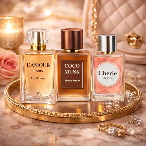 L’Amour Paris 3-Piece Perfume Set - Long-Lasting Eau de Parfum Collection | Romantic Floral & Sweet Fragrance Trio