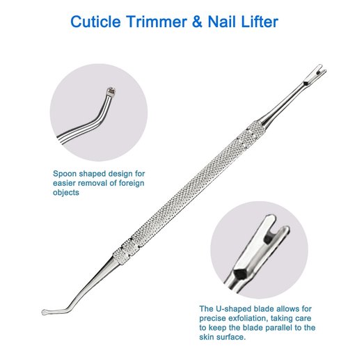 HIFAU Premium Stainless Steel Manicure Tools 2-Piece Set, Upgrade Gel Nail Polish Remove Tool & Cuticle Pusher, Cuticle Trimmer & Nail Lifter, Durable&Hygienic, For Women
