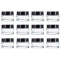 12Packs Glass Jars with Lids Clear Empty Cosmetic Containers Mini Round Makeup Jars with Black Lids and Inner Liners 5g for Storing Lip, Body Scrub. Lotion, Body Butter