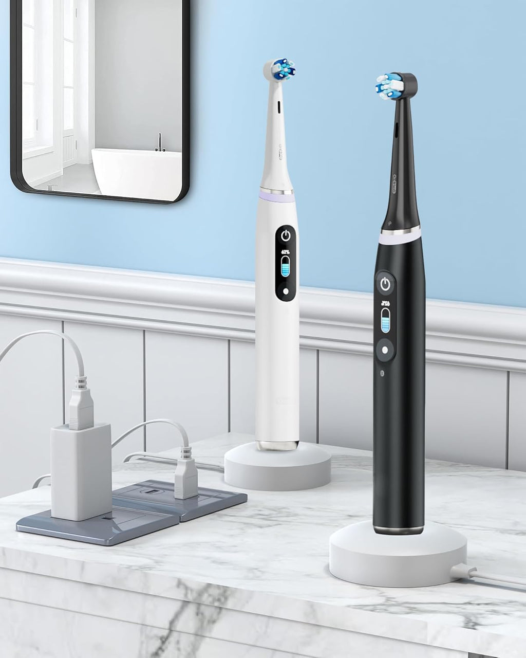 WUKUR Charger for Oral B iO Series Charging Base,Compatible with Oral B iO Electric Toothbrush 7/8/9/10 Series, Magnetic Travel Charger Base Model 3768 Power Cord(White)