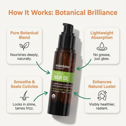 Mambino Organics Hydrating Elixir Hair Oil - Lightweight Rosemary & Castor Oil Blend for Smooth, Shiny Hair | 2 fl oz