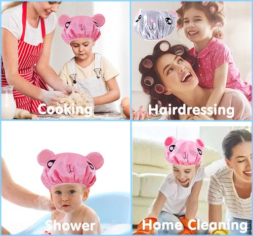 2 PCS shower caps for kids shower caps for girls shower cap kids Cartoon Waterproof Shower Bath Caps Set Bath Hat for Baby Girls Boys