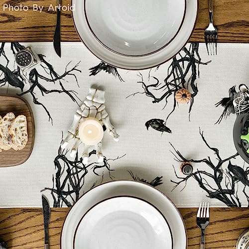 Halloween Table Runner 13x120 Inch Beige Spun Polyester Party Decor