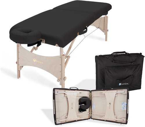 EarthLite Harmony DX Portable Massage Table - Complete Package with Face Cradle & Carrying Case | 30" x 73", Black