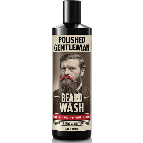 Polished Gentleman Refreshing Beard Shampoo and Face Wash with Peppermint Tea Tree and Argan Oil - for Thicker and Softer Beard (16 oz)