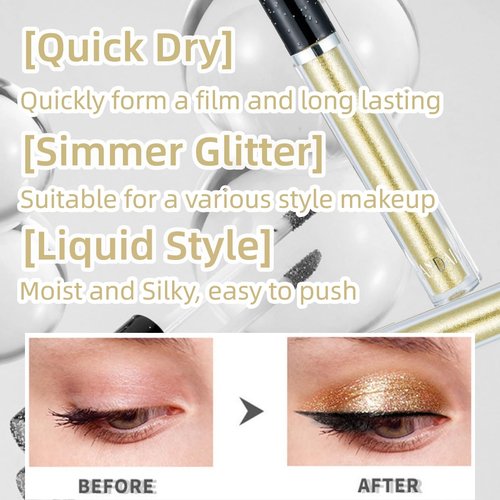 Skiennix Liquid Glitter Eyeshadow - Shimmering Gold, Long-Lasting & Quick-Drying Formula