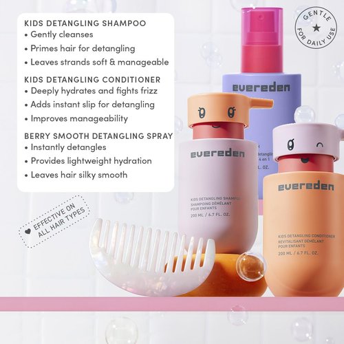 Evereden Kids Haircare Set - Detangling Shampoo, Conditioner & Spray for Pain-Free Styling | Vegan & Sulfate-Free