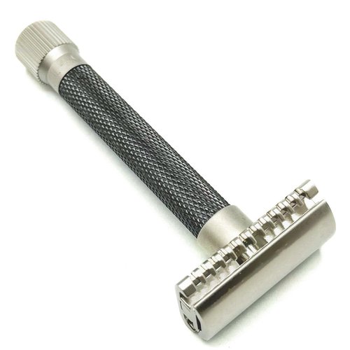 Parker Adjustable Double Edge Safety Razor - Customize Your Shave from Mild to Aggressive | 5 Blades Included (Graphite Gray)