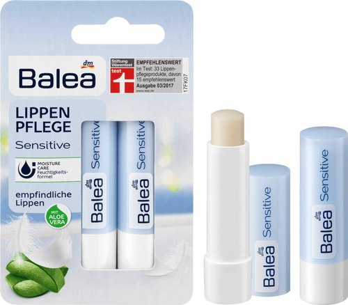 Balea Sensitive Lip Care - Nourishing Aloe Vera, Avocado & Almond Oil | 2-Pack from Germany