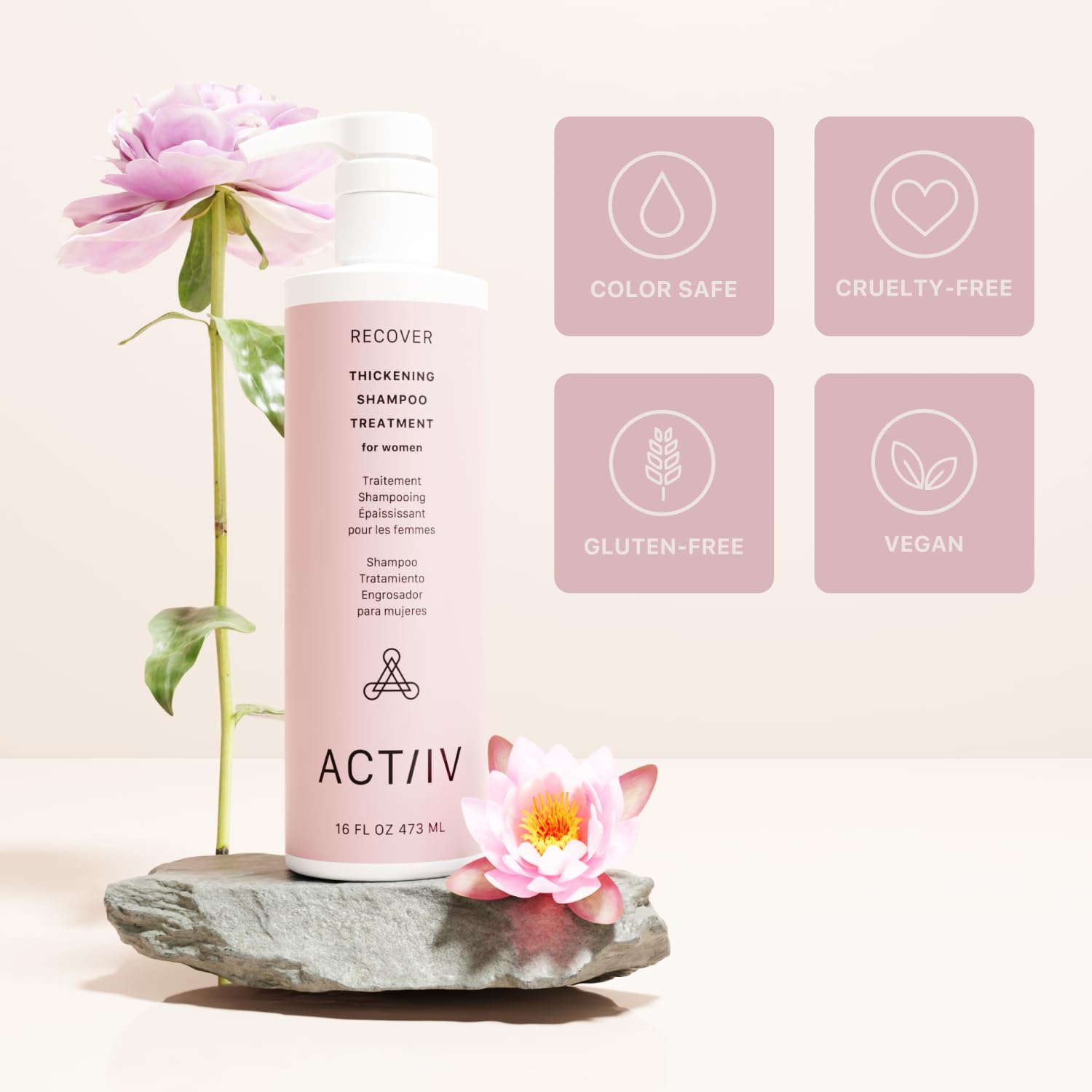 ACTIIV Recover Thickening Shampoo Treatment for Women - Fuller, Healthier-Looking Hair | Vegan, Plant-Based, Color-Safe, All Hair Types