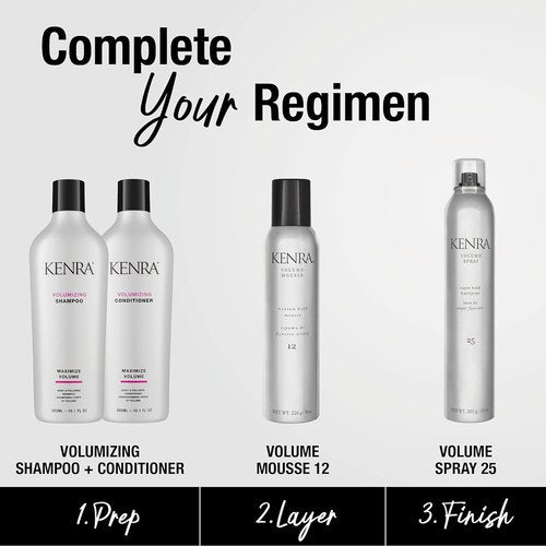 Kenra Volume Mousse 12 | Medium Hold Mousse | Non-Drying, Non-Flaking Lightweight Formulation |Styling Control Without Stiffness Or Stickiness | Tames Frizz & Conditions| All Hair Types| 8 oz (2-Pack)