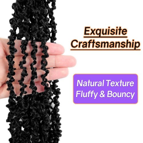 16 Inch 10 Packs Yanky Twist Crochet Hair Pre-twisted Natural Black Kinky Mini Spring Twist Plus Small Curly Senegalese Twist Braids (1B)