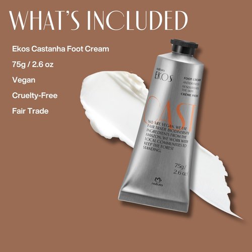 Natura Brazil Nut Foot Cream - Nourishing & Soothing for Dry Skin - Fast Absorbing - Vegan & Cruelty-Free - 2.6 oz (75g)