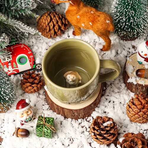 Dog Ceramic Mug with Hidden 3D Animal Inside - Sage Green Labrador Variation